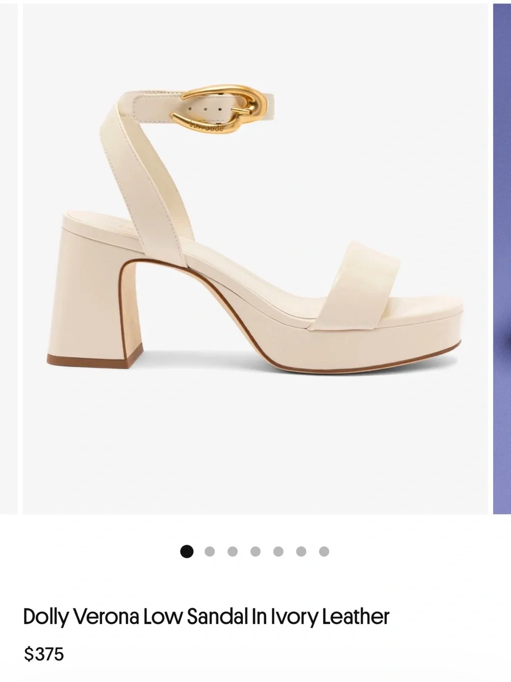 Larroude Cream Platform Slingback Heels with Gold Buckle